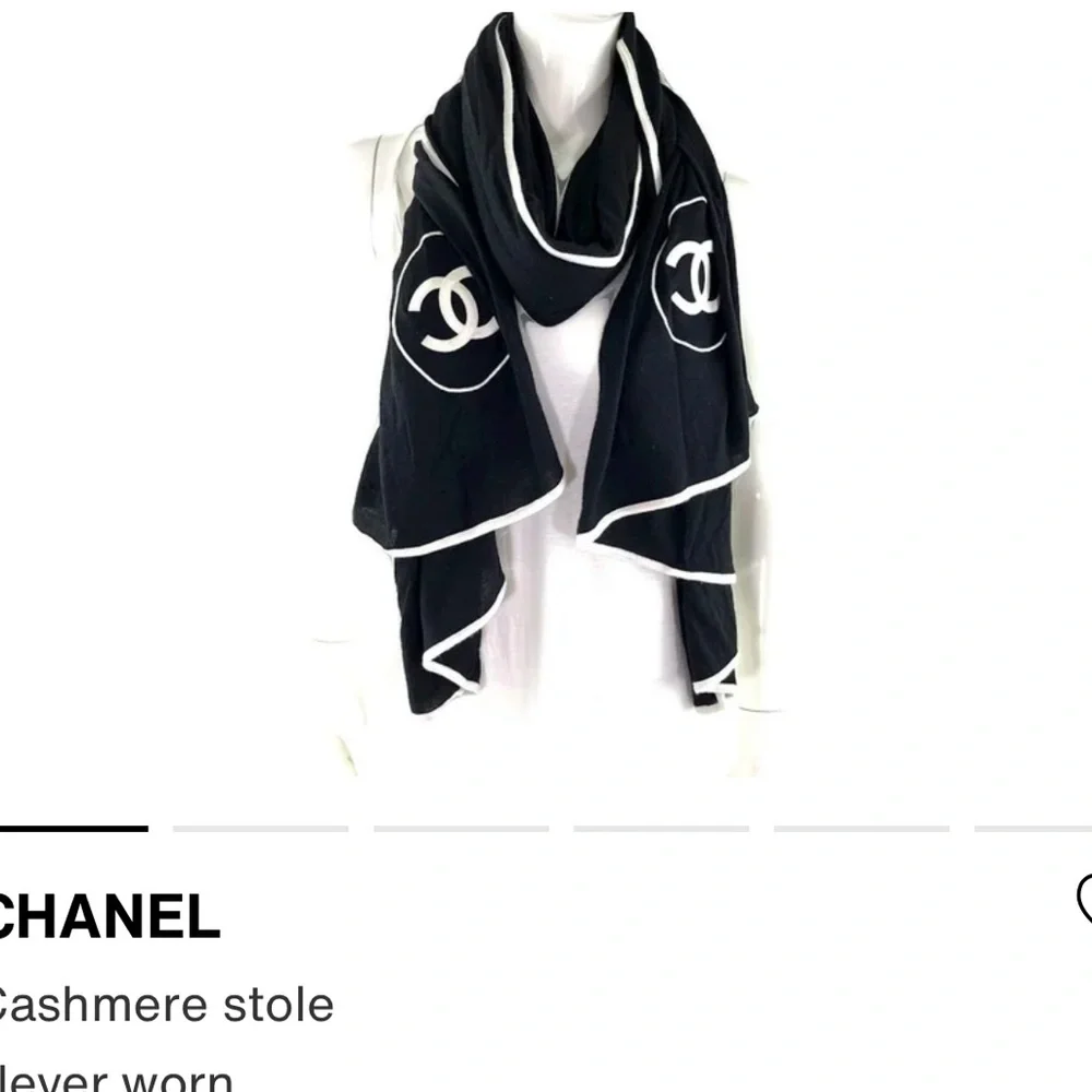 CHANEL Black and White Scarf